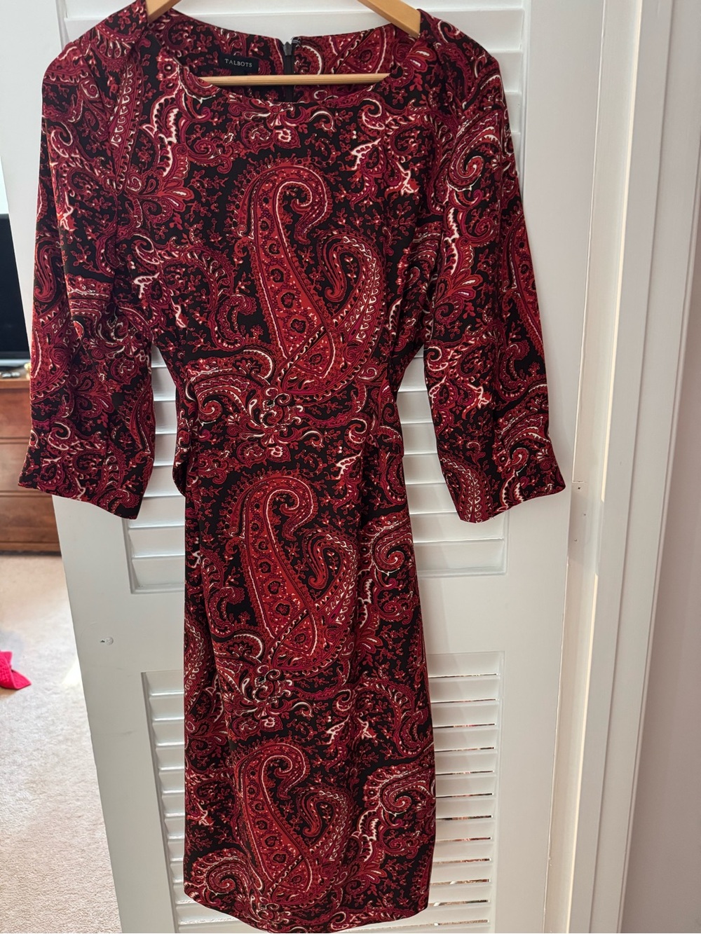 Talbots Burgundy and Black Paisley Midi Dress